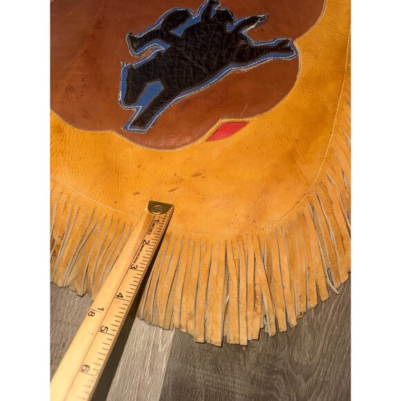 Vintage Western Leather Cowboy Chaps With Fringe - Picture 6 of 8